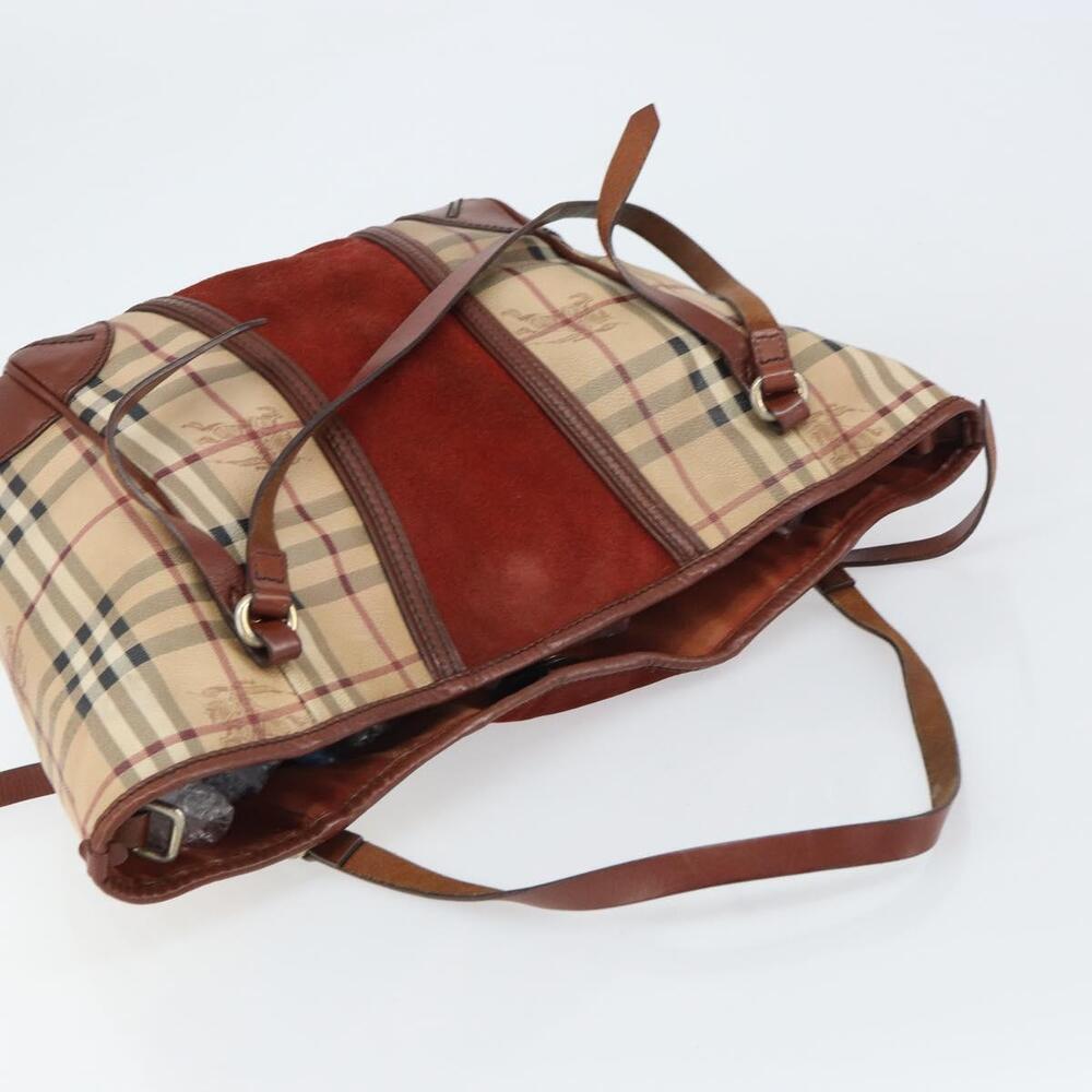 BURBERRY Nova Check Tote Bag PVC Beige Gold Auth 161529 - Picture 6 of 16